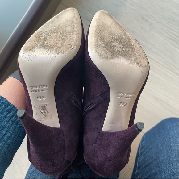 Rare find Miu Miu Suede Stiletto Bootie 7.5 dark purple - Picture 7 of 15